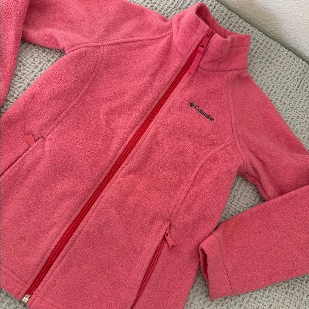 Columbia Kids pink Girls size M full zip  Fleece Jacket